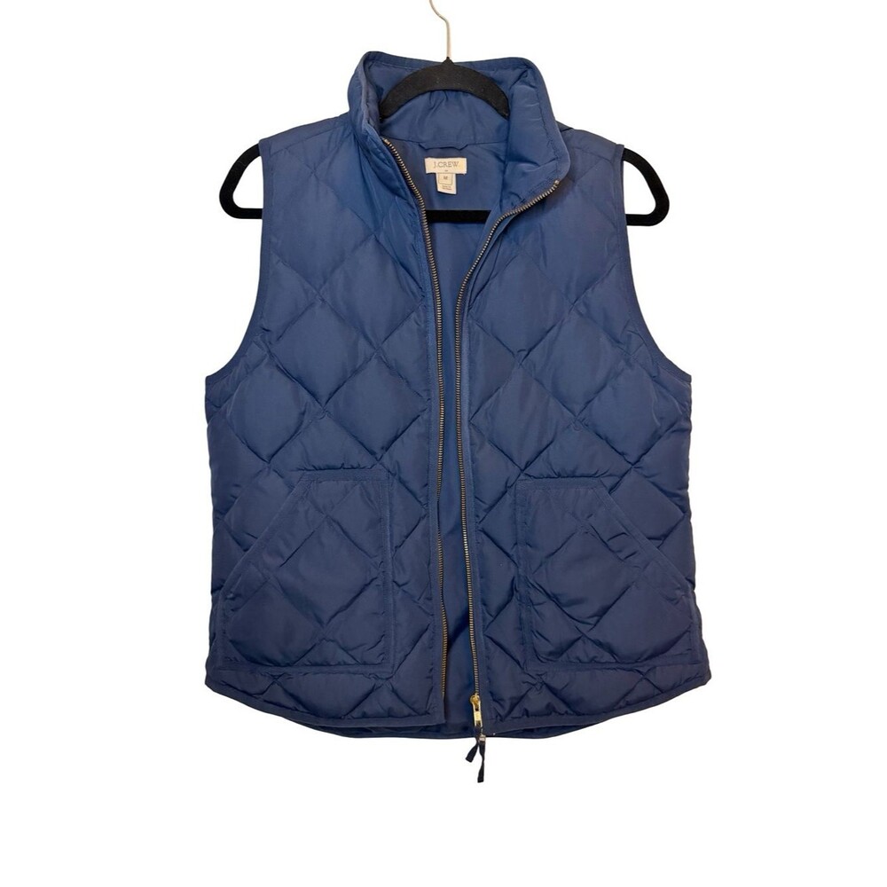 J.Crew Excursion Quilted Down Vest Medium Navy Blue Puffer Vest Fall Layering